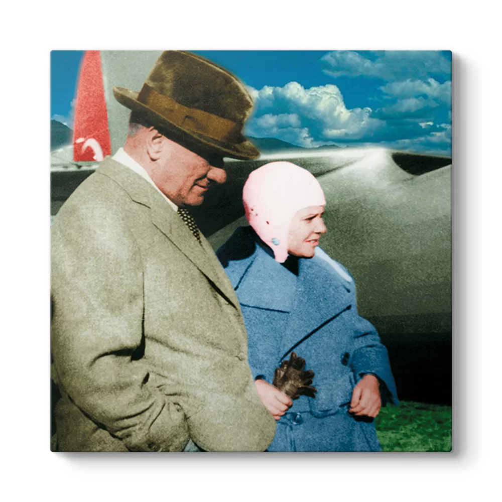 Atatürk ve Sabiha Gökçen Tablosu - Model 3